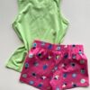 fernandaramoskids com br Conjunto Infantil Feminino Regata Verde e Short Estampado Rosa 2