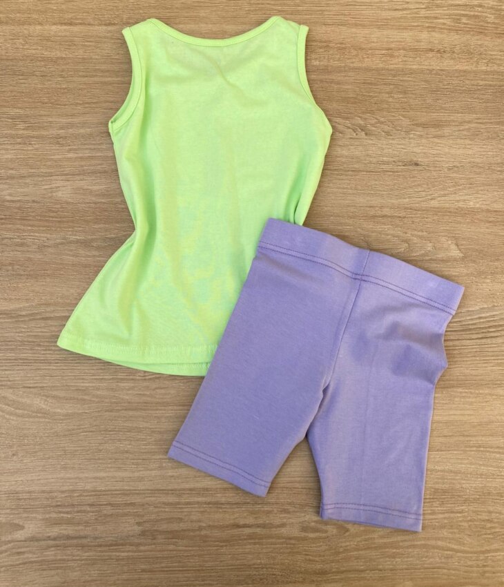 fernandaramoskids com br Conjunto Infantil Feminino Regata Verde e Short Lilás 2