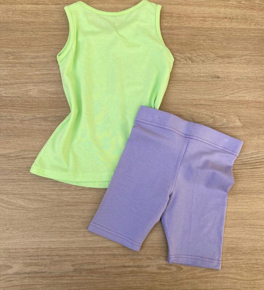fernandaramoskids com br Conjunto Infantil Feminino Regata Verde e Short Lilás 2