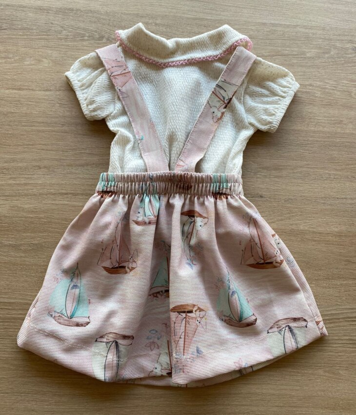 fernandaramoskids com br Conjunto Infantil Feminino Salopete Detalhes em Fios Prata Blusa Linho 4