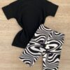 fernandaramoskids com br Conjunto Infantil Feminino T shirt Manga Curta Preta e Bermuda Estampa Zebra 3