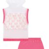 fernandaramoskids com br Conjunto Infantil Feminino Top Alça, Colete e Short Pink Flúor 2