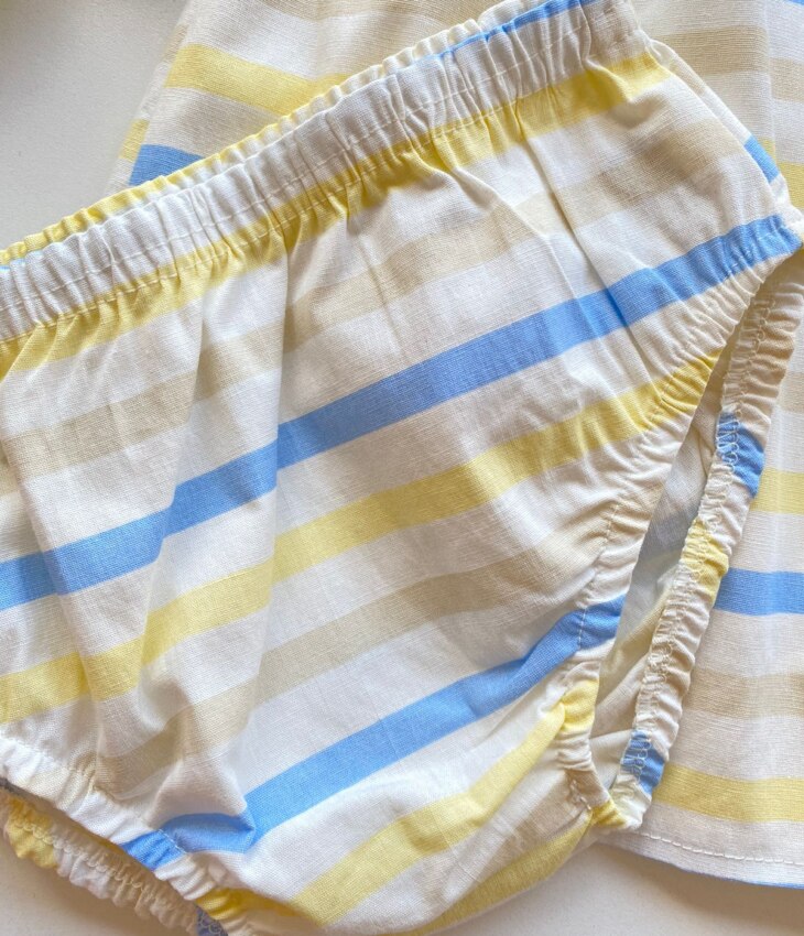 fernandaramoskids com br Conjunto Infantil Feminino Vestido com Laço e Calcinha Listrado 2
