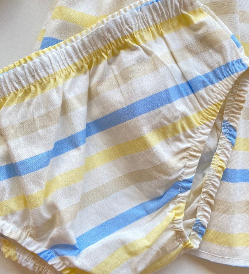 fernandaramoskids com br Conjunto Infantil Feminino Vestido com Laço e Calcinha Listrado 2