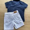 fernandaramoskids com br Conjunto Infantil Masculino Camisa Azul Bermuda Jeans Branca 2