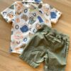 fernandaramoskids com br Conjunto Infantil Masculino Camisa Estampada Bermuda Verde 3