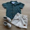 Conjunto Infantil Masculino Camisa Verde e Bermuda Bege Fernanda Ramos Kids