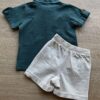 fernandaramoskids com br Conjunto Infantil Masculino Camisa Verde e Bermuda Bege 3