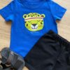 fernandaramoskids com br Conjunto Infantil Masculino Camiseta Azul Bic e Bermuda Preta 1