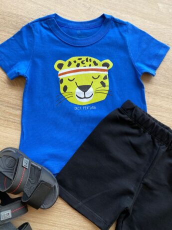 fernandaramoskids com br Conjunto Infantil Masculino Camiseta Azul Bic e Bermuda Preta 1