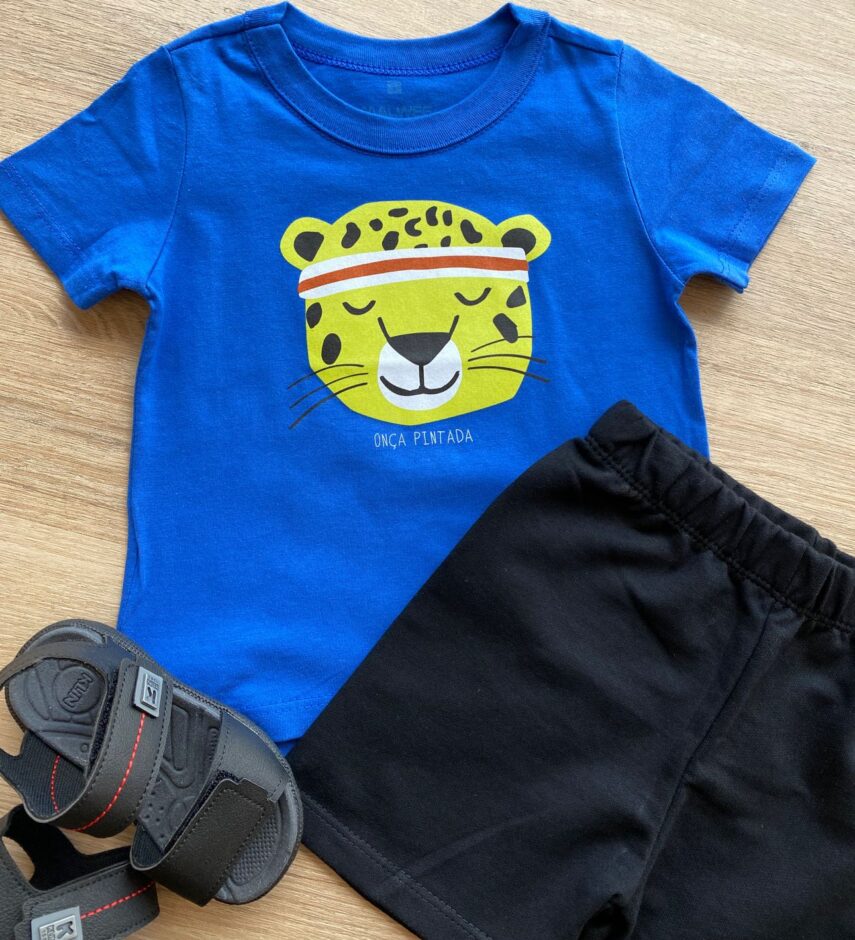 fernandaramoskids com br Conjunto Infantil Masculino Camiseta Azul Bic e Bermuda Preta 1