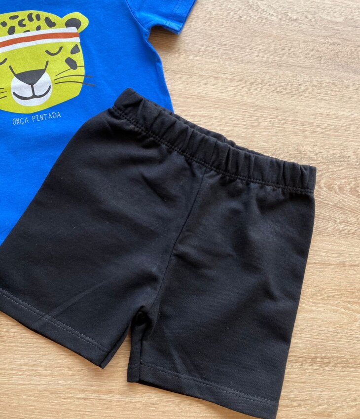fernandaramoskids com br Conjunto Infantil Masculino Camiseta Azul Bic e Bermuda Preta 2
