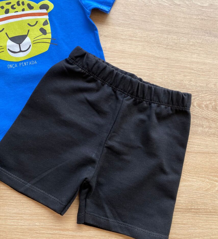 fernandaramoskids com br Conjunto Infantil Masculino Camiseta Azul Bic e Bermuda Preta 2