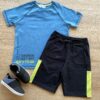 Conjunto Infantil Masculino Camiseta Azul e Bermuda Preta Fernanda Ramos Store