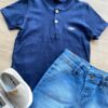 fernandaramoskids com br Conjunto Infantil Masculino Camiseta Azul Marinho e Bermuda Jeans 1