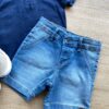 fernandaramoskids com br Conjunto Infantil Masculino Camiseta Azul Marinho e Bermuda Jeans 2