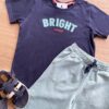 fernandaramoskids com br Conjunto Infantil Masculino Camiseta Azul Marinho e Bermuda Verde 1