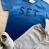 fernandaramoskids com br Conjunto Infantil Masculino Camiseta Azul e Bermuda Bege 1