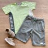 Conjunto Infantil Masculino Camiseta Básica e Bermuda Verde Fernanda Ramos Kids