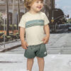 Conjunto Infantil Masculino Camiseta Bege e Short Coqueiros Verde Fernanda ramos kids