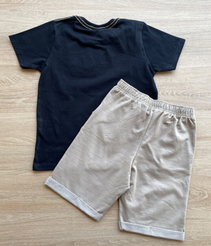 fernandaramoskids com br Conjunto Infantil Masculino Camiseta Bright Preta e Bermuda Bege 3
