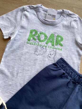 fernandaramoskids com br Conjunto Infantil Masculino Camiseta Cinza e Bermuda Azul Marinho 1