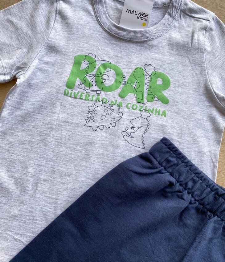 fernandaramoskids com br Conjunto Infantil Masculino Camiseta Cinza e Bermuda Azul Marinho 2