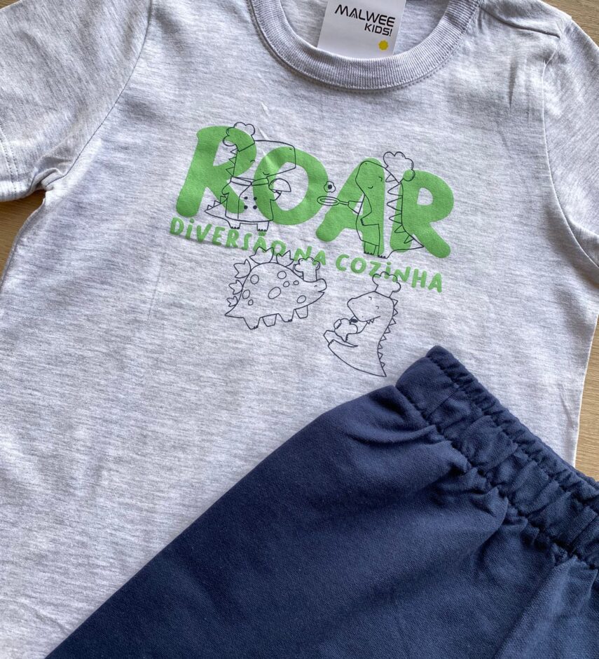 fernandaramoskids com br Conjunto Infantil Masculino Camiseta Cinza e Bermuda Azul Marinho 2
