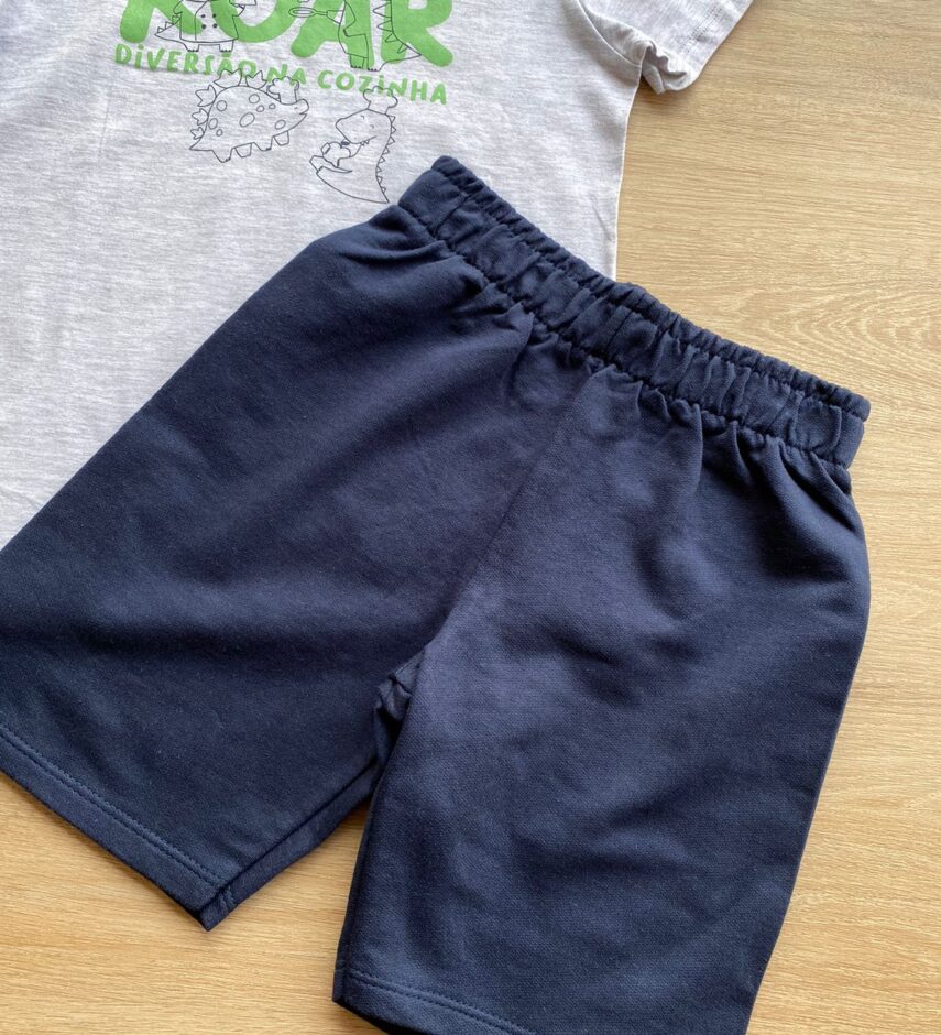 fernandaramoskids com br Conjunto Infantil Masculino Camiseta Cinza e Bermuda Azul Marinho 3