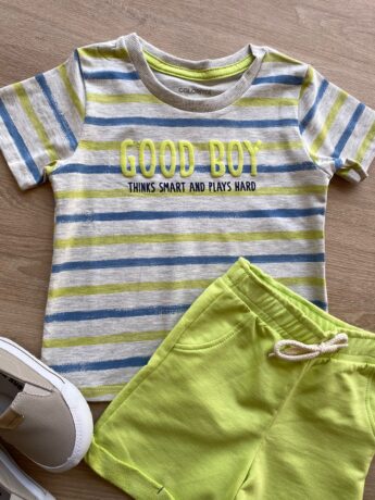 fernandaramoskids com br Conjunto Infantil Masculino Camiseta e Bermuda Good Boy 1