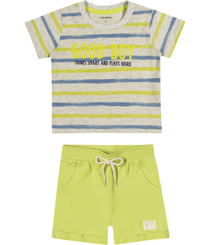 fernandaramoskids com br Conjunto Infantil Masculino Camiseta e Bermuda Good Boy