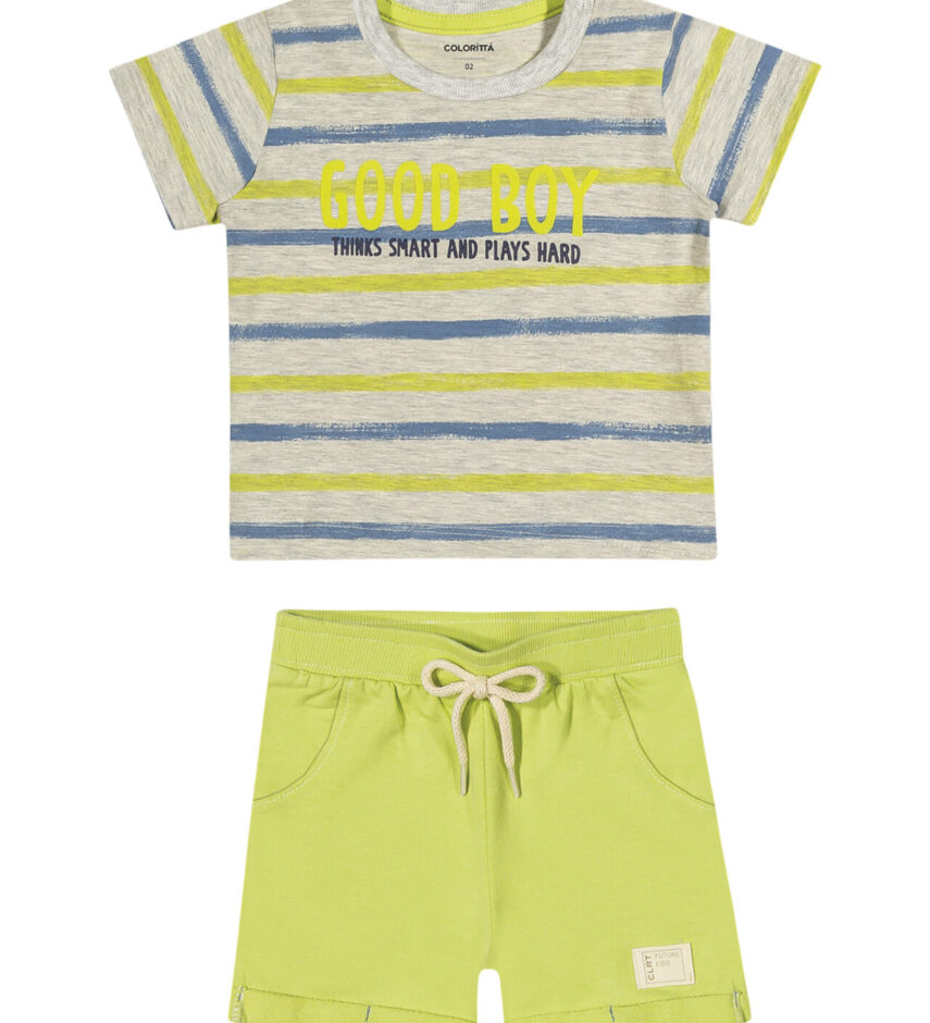 fernandaramoskids com br Conjunto Infantil Masculino Camiseta e Bermuda Good Boy