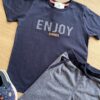 fernandaramoskids com br Conjunto Infantil Masculino Camiseta Enjoy e Bermuda Azul Marinho 1