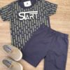 Conjunto Infantil Masculino Camiseta Estampa Start e Bermuda Azul Fernanda Ramos Kids