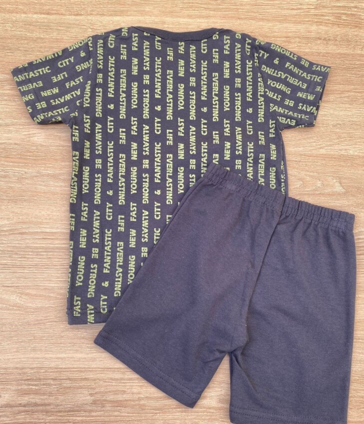 fernandaramoskids com br Conjunto Infantil Masculino Camiseta Estampada e Bermuda Azul 3