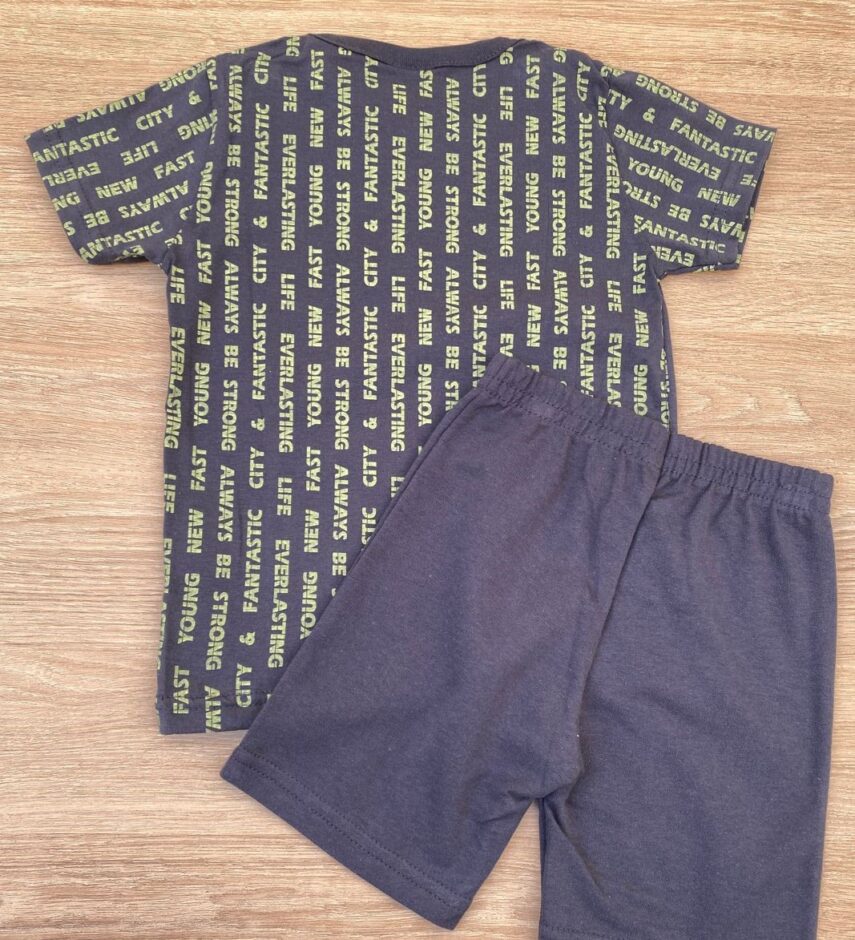 fernandaramoskids com br Conjunto Infantil Masculino Camiseta Estampada e Bermuda Azul 3