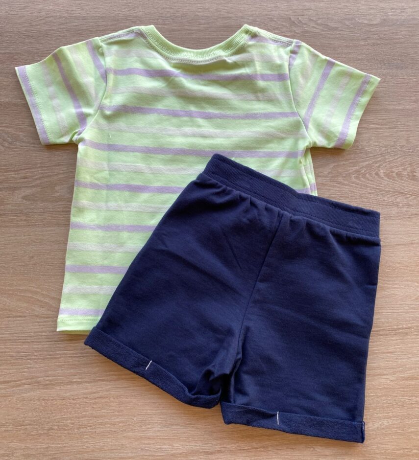 fernandaramoskids com br Conjunto Infantil Masculino Camiseta Listrada Verde e Bermuda Azul 3