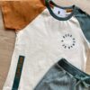 fernandaramoskids com br Conjunto Infantil Masculino Camiseta Nude e Bermuda Verde 1