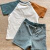 fernandaramoskids com br Conjunto Infantil Masculino Camiseta Nude e Bermuda Verde 3