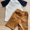 fernandaramoskids com br Conjunto Infantil Masculino Camiseta Off White e Bermuda Caramelo 4