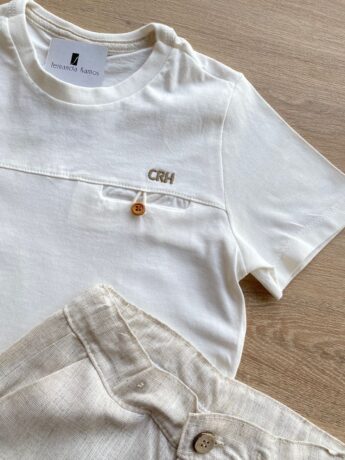 fernandaramoskids com br Conjunto Infantil Masculino Camiseta Off White e Bermuda Cru 1