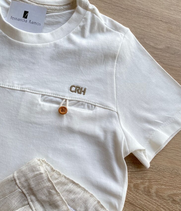 fernandaramoskids com br Conjunto Infantil Masculino Camiseta Off White e Bermuda Cru 2