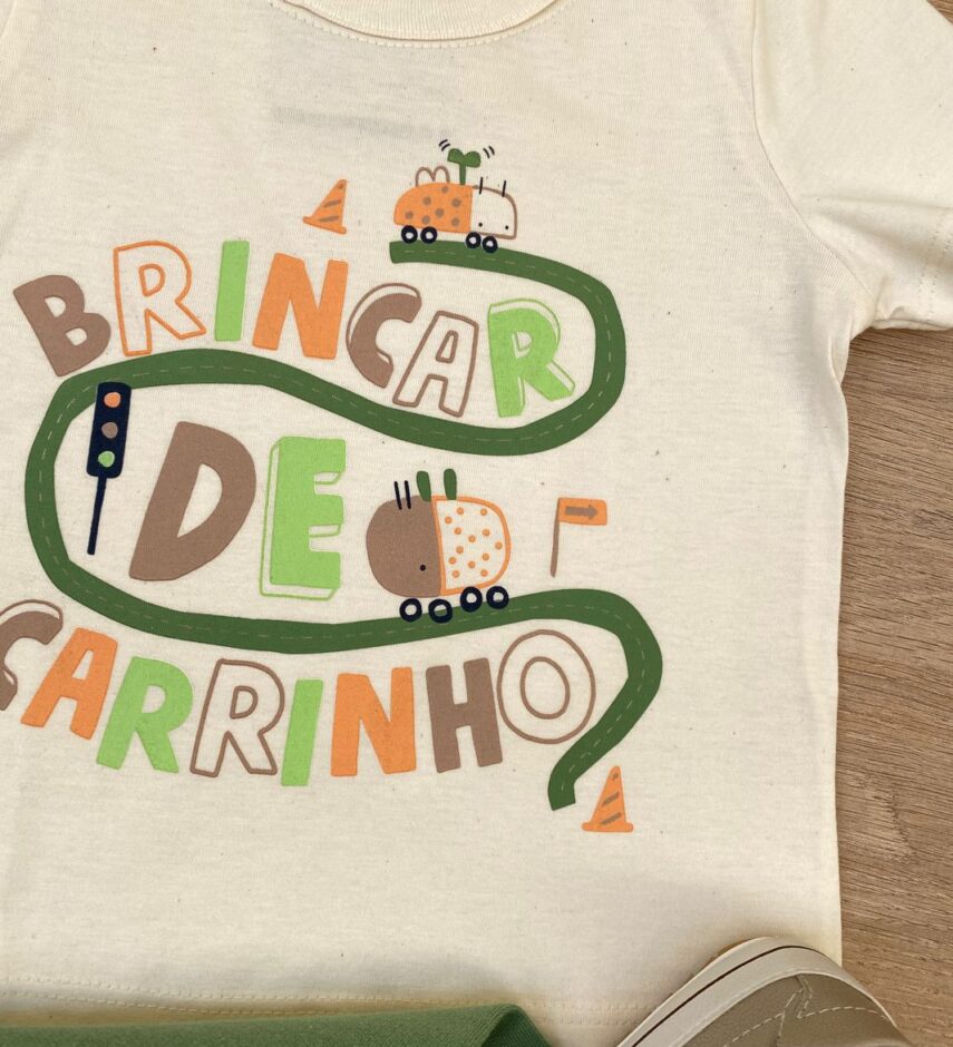fernandaramoskids com br Conjunto Infantil Masculino Camiseta Off White e Bermuda Verde 1