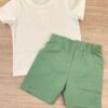 fernandaramoskids com br Conjunto Infantil Masculino Camiseta Off White e Bermuda Verde 2