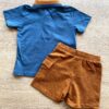fernandaramoskids com br Conjunto Infantil Masculino Camiseta Polo Azul Bermuda Caramelo 3