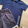 fernandaramoskids com br Conjunto Infantil Masculino Camiseta Polo Azul e Bermuda Sarja 1