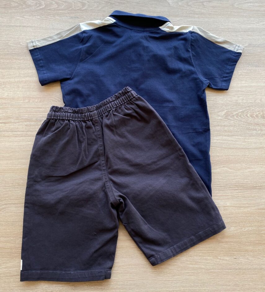 fernandaramoskids com br Conjunto Infantil Masculino Camiseta Polo Azul e Bermuda Sarja 3