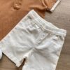 fernandaramoskids com br Conjunto Infantil Masculino Camiseta Polo Caramelo Bermuda Off White 1