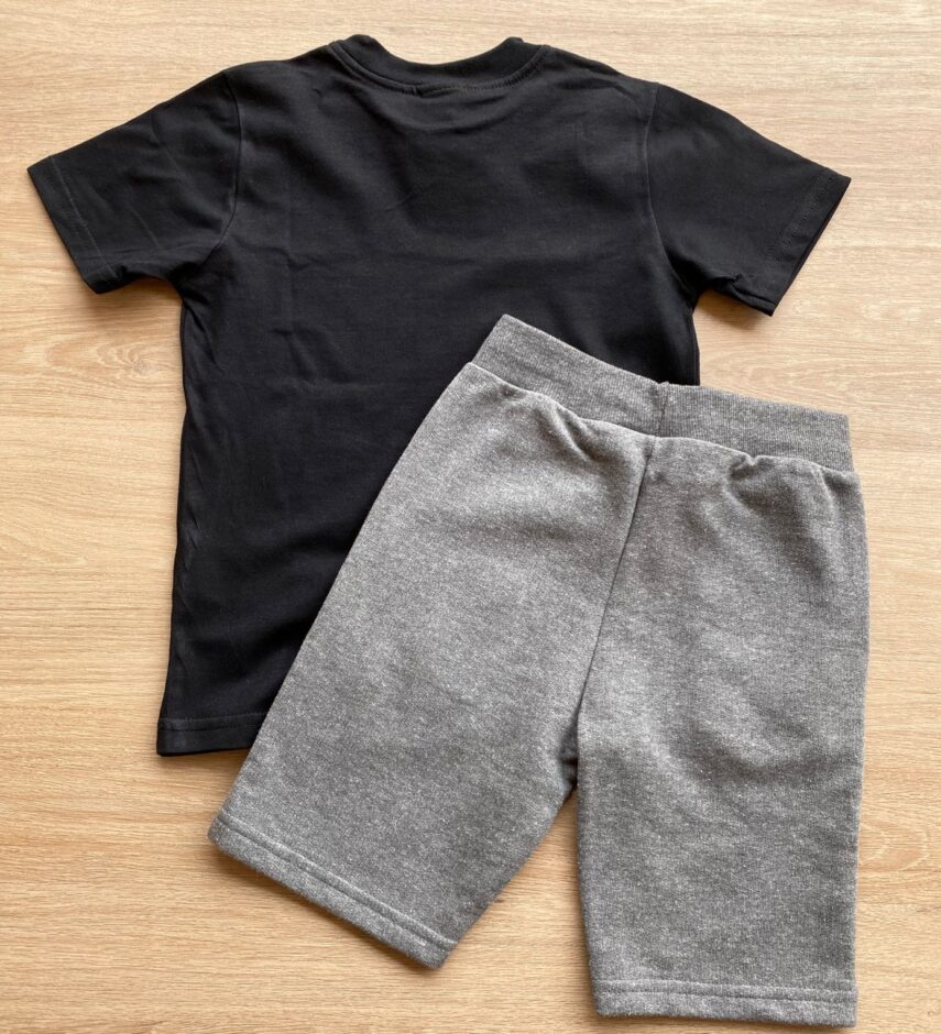 fernandaramoskids com br Conjunto Infantil Masculino Camiseta Preta e Bermuda Cinza 3