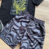 fernandaramoskids com br Conjunto Infantil Masculino Camiseta Preta e Bermuda Tactel Estampada 2